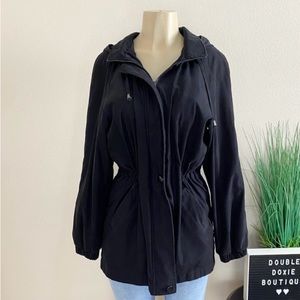 NORTHERN GLADES | Black Removable Hood Trench Coat Sz M